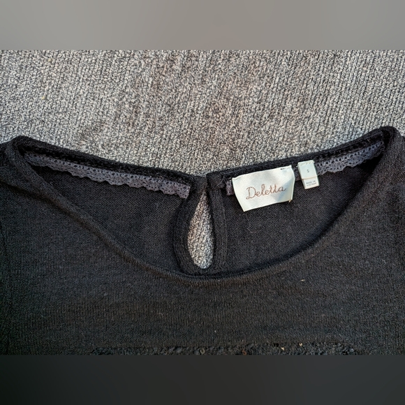 Anthropologie Deletta Sequined Peplum Black Sweater Top Size S NWOT - Picture 4 of 5